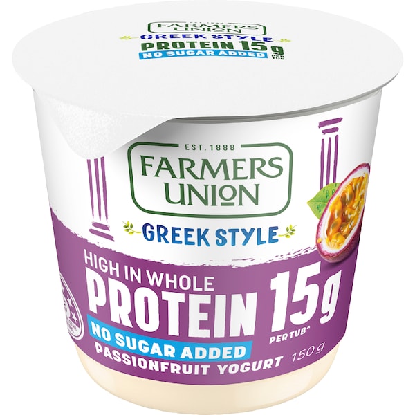 Farmers Union Greek Style High Protein Yoghurt Passionfruit 150g