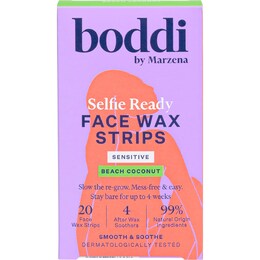 Boddi Selfie Ready Face Wax Strips Sensitive Beach Coconut 20 pack – Woolworths