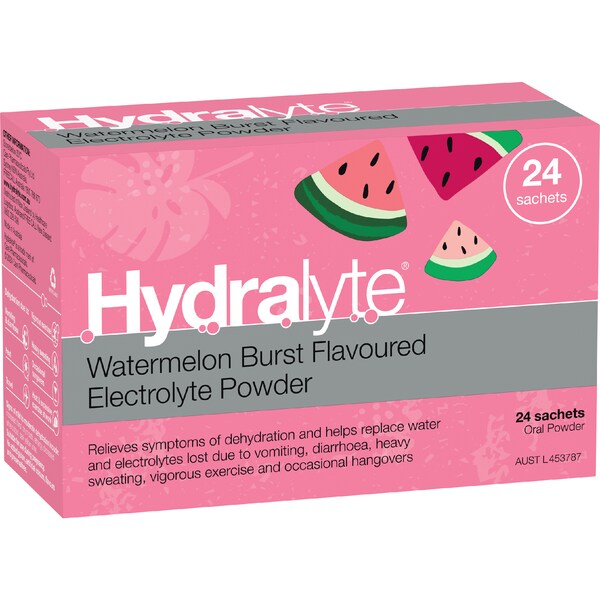 Hydralyte Electrolyte Powder Sachets Watermelon 24 pack