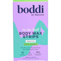 Boddi In the Buff Body Wax Strips Sensitive Beach Coconut 40 pack – Woolworths