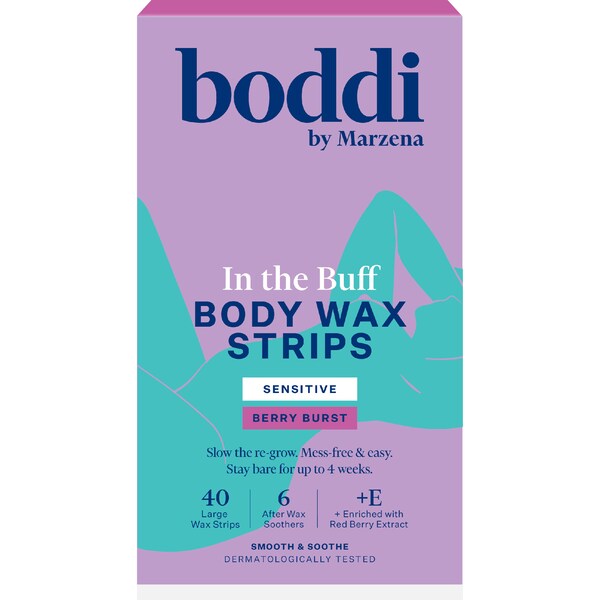 Boddi In the Buff Body Wax Strips Sensitive Berry Burst 40 pack