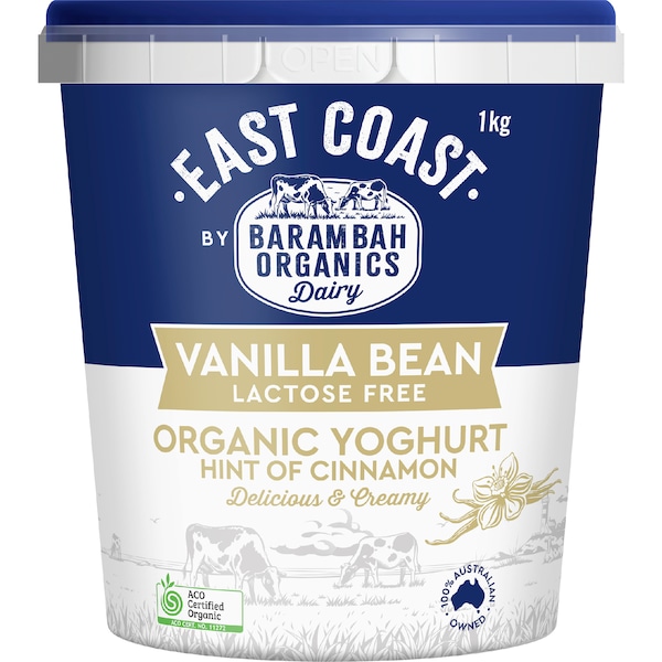 Barambah Organics Organic Lactose Free Yoghurt Vanilla Bean & Cinnamon 1kg