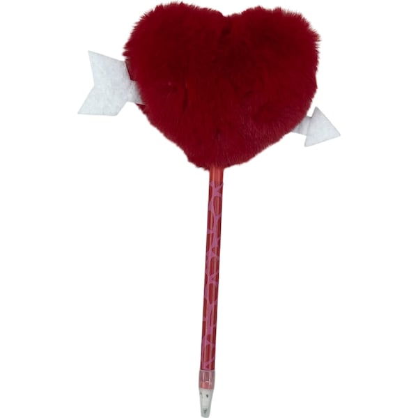Valentine's Day Fluffy Heart Pen Red each