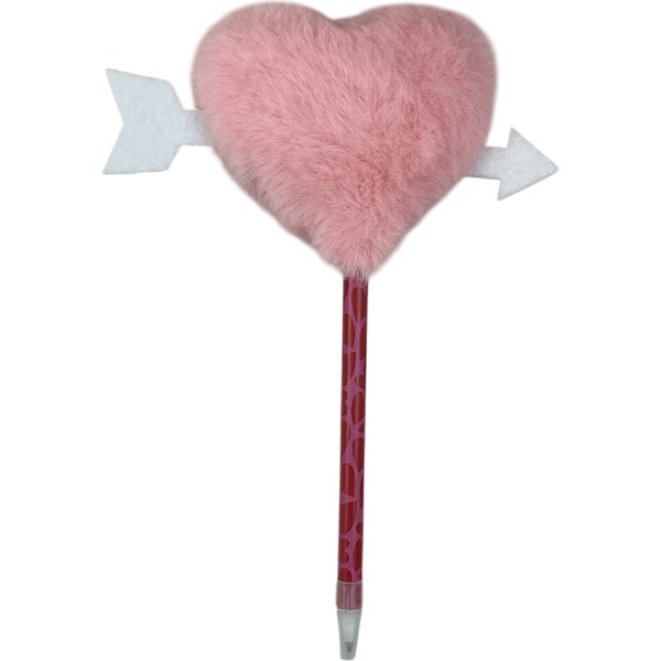 Valentine's Day Fluffy Heart Pen Pink each