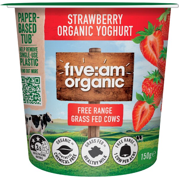 Five:Am Organic Yoghurt Strawberry 150g