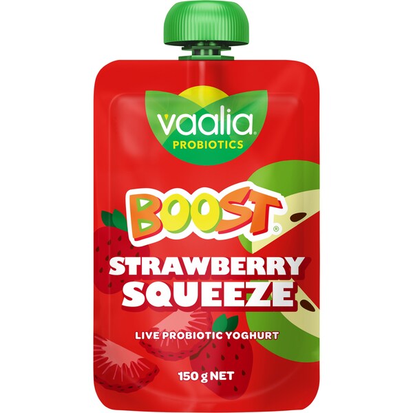 Vaalia Boost Probiotic Yoghurt Pouch Strawberry Squeeze 150g