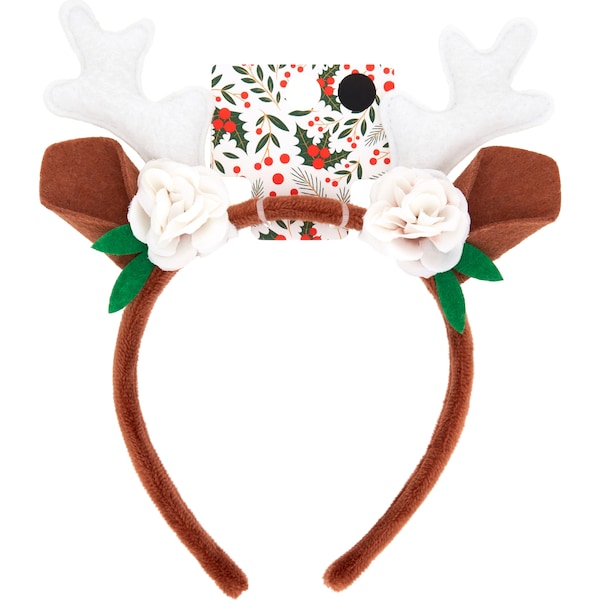 Christmas Headband Felt Reindeer Floral each