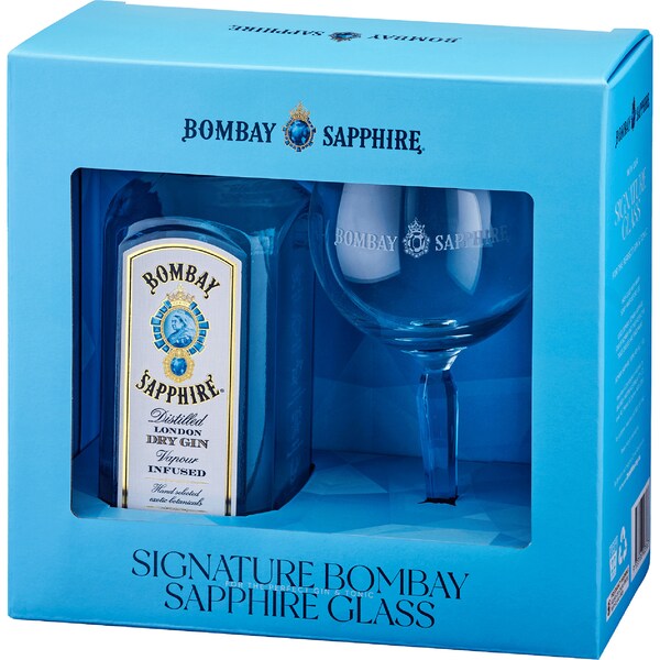 Bombay Sapphire Goblet Gift Pack 700mL Gin & 1 Signature Glass each