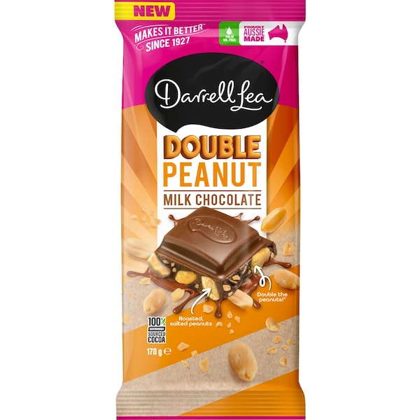 Darrell Lea Double Peanut Milk Chocolate Block 170g