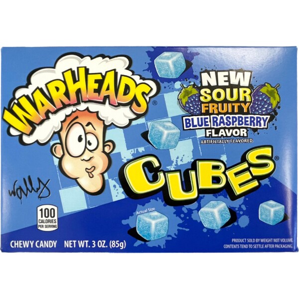 Warheads Cubes Lollies Blue Raspberry 85g
