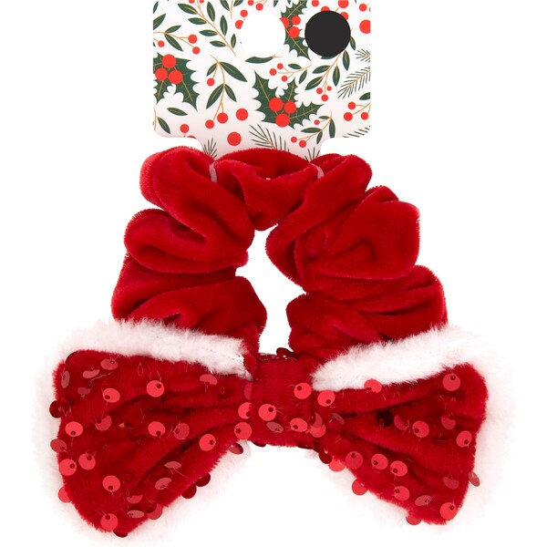 Christmas Scrunchie With Bow Red each