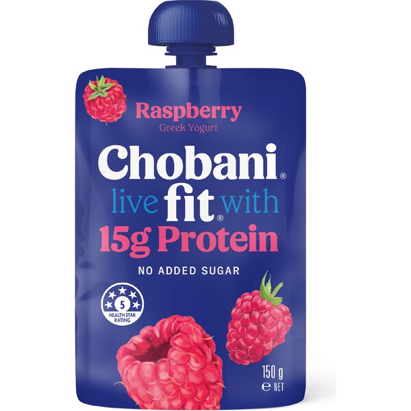 Chobani Fit High Protein Greek Yogurt Pouch Raspberry 150g