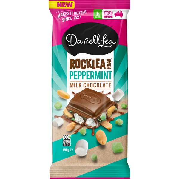 Darrell Lea Rocklea Road Peppermint Milk Chocolate Block 170g