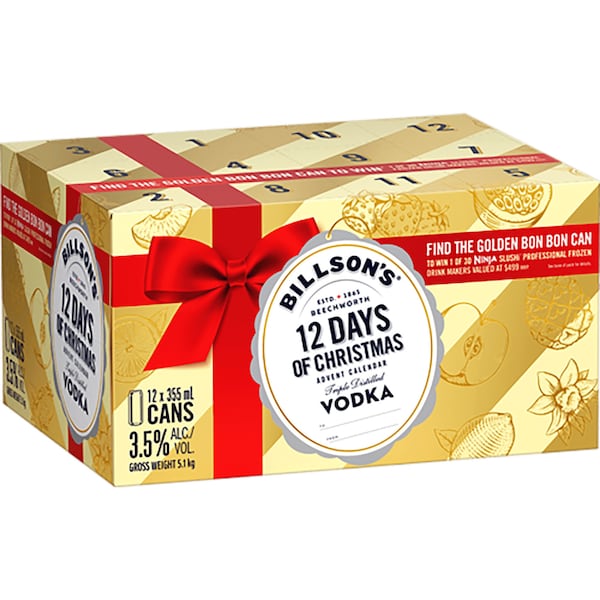 Billson's Christmas Advent Calendar Cans 355mL x 12 pack