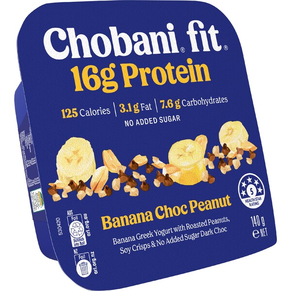 Chobani Fit Flip High Protein Greek Yogurt Banana Choc Peanut 140g