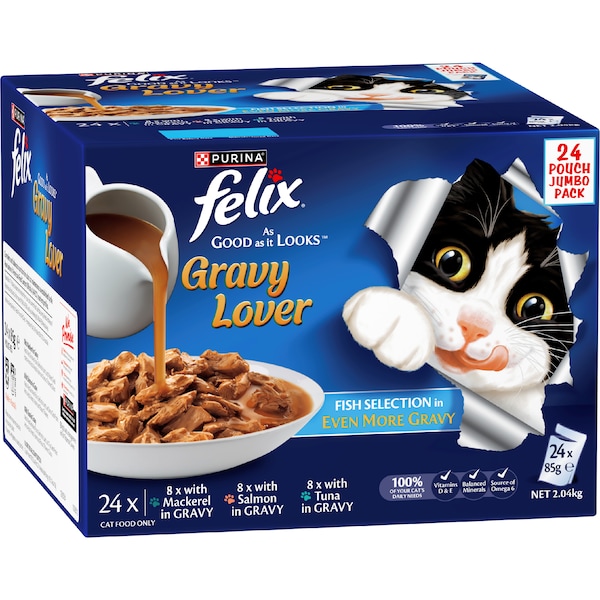 Purina Felix Gravy Lover Fish Selection Wet Cat Food 85g x 24 pack