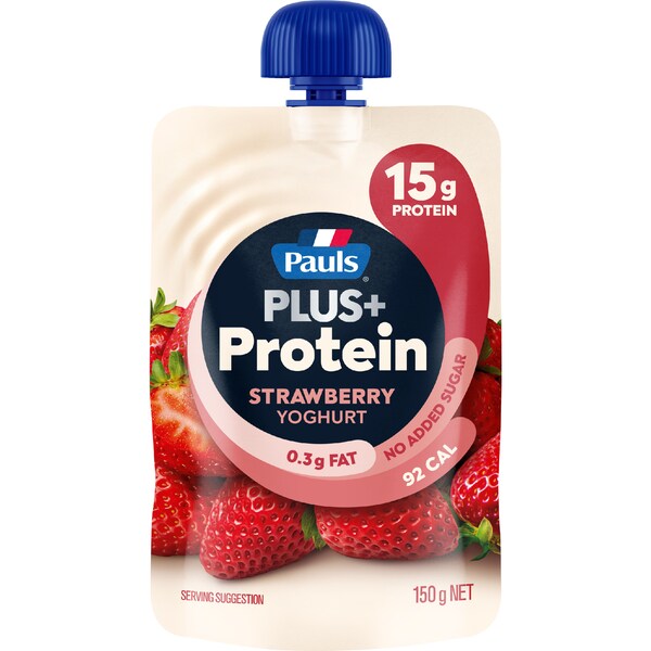 Pauls Plus Protein Yoghurt Pouch Strawberry 150g