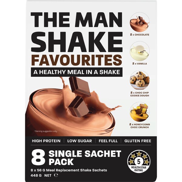 The Man Shake Favourites Meal Replacement Sachets 56g x 8 pack