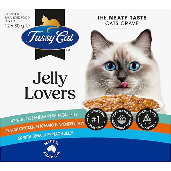Fussy Cat Jelly Lovers Mixed Wet Cat Food 80g x 12 pack