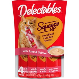 Delectables Squeeze Up Lickable Cat Treats Tuna & Salmon 4 pack – Woolworths
