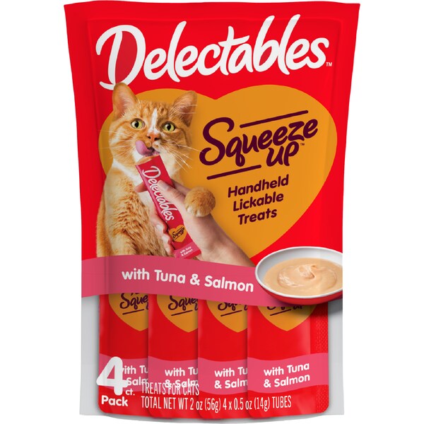 Delectables Squeeze Up Lickable Cat Treats Tuna & Salmon 4 pack