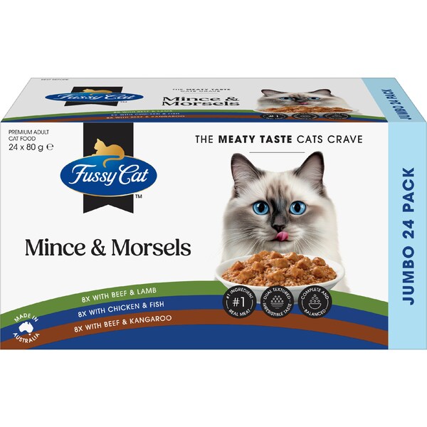 Fussy Cat Mince & Morsels Mixed Collection Wet Cat Food 80g x 24 pack