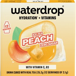 Waterdrop Vitamin Drink Cubes Ice Tea Peach 2.1g x 12 pack – Woolworths