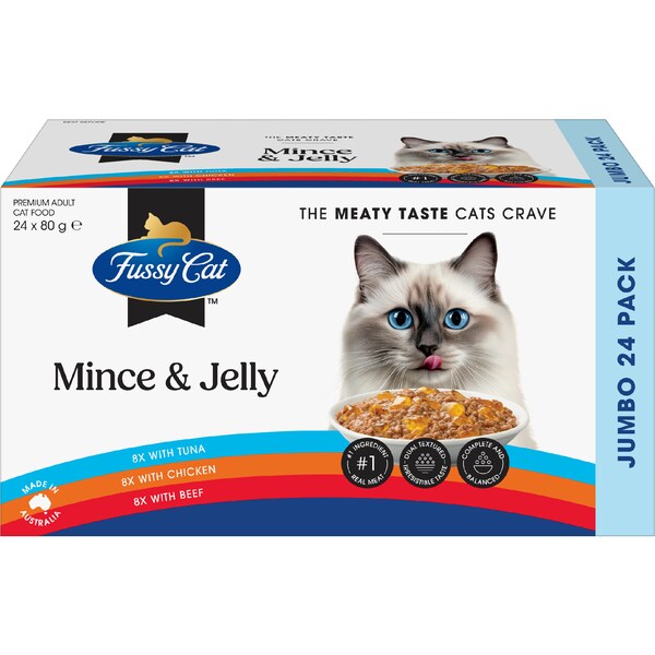 Fussy Cat Mince & Jelly Mixed Collection Wet Cat Food 80g x 24 pack