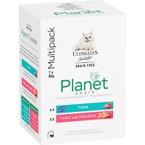 Ultimates Indulge Planet Aware Wet Cat Food Tuna & Prawn 85g x 7 pack