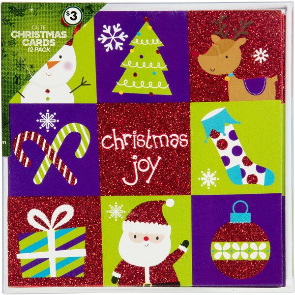 Christmas Cards Kids Square 12 Pack