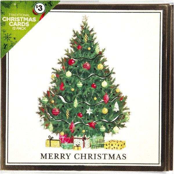 Christmas Cards Square Traditional 12 Pack