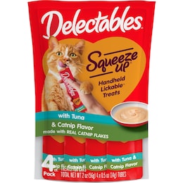Delectables Squeeze Up Lickable Cat Treats Tuna & Catnip 14g x 4 pack – Woolworths