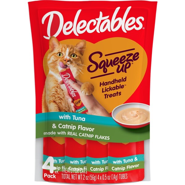 Delectables Squeeze Up Lickable Cat Treats Tuna & Catnip 14g x 4 pack