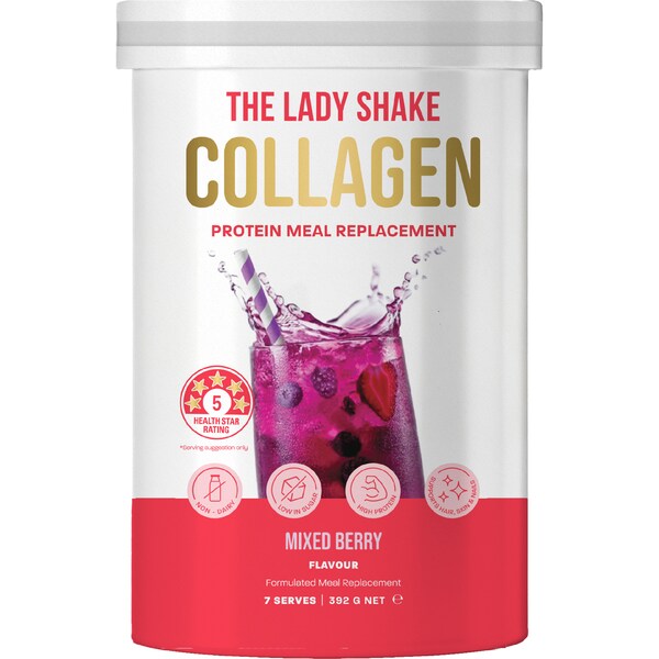 The Lady Shake Collagen Protein Meal Replacement Mixed Berry 392g