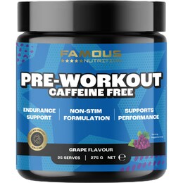 Famous Nutrition Pre Workout Grape Caffeine Free 275g – Woolworths