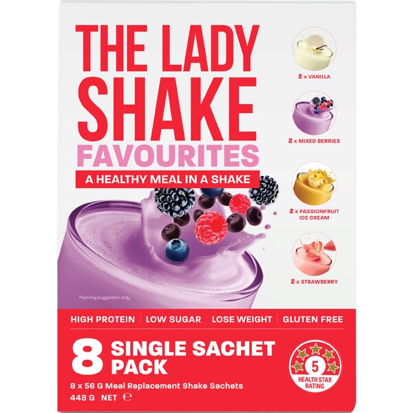 The Lady Shake Favourites Meal Replacement Sachets 56g x 8 pack