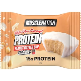Muscle Nation Peanut Butter Cup Choclt White Choc Caramel 50g – Woolworths