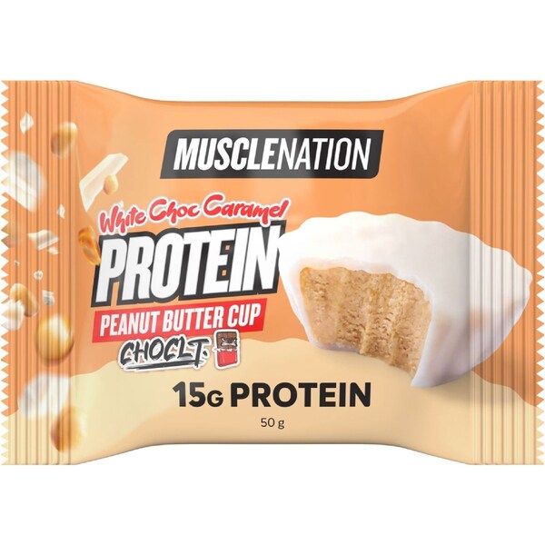 Muscle Nation Peanut Butter Cup Choclt White Choc Caramel 50g