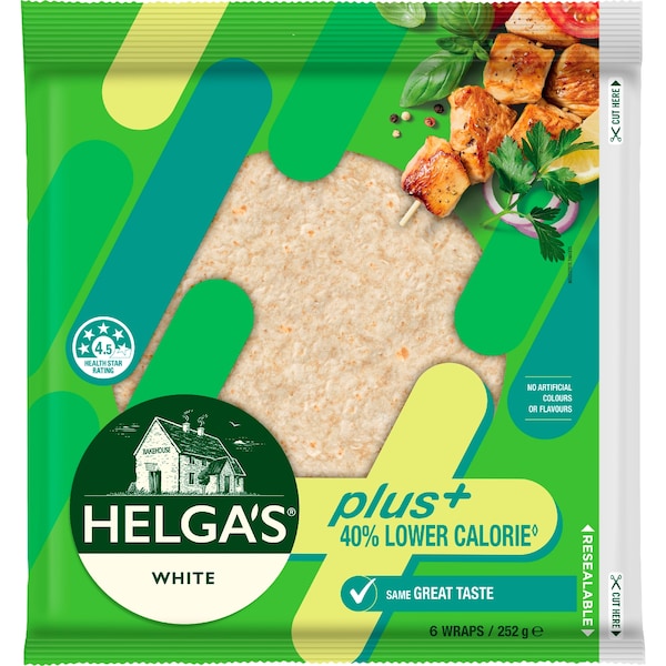 Helga's Plus Lower Calorie White Wraps 6 pack