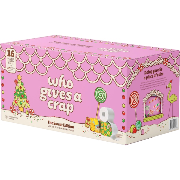 Who Gives A Crap 100% Bamboo Double Length Christmas Toilet Tissue 16 pack