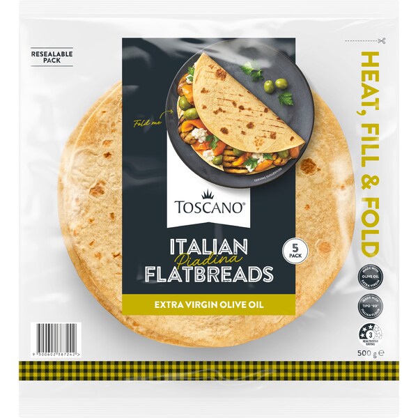 Toscano Italian Flatbread Extra Virgin Olive Oil 5 pack