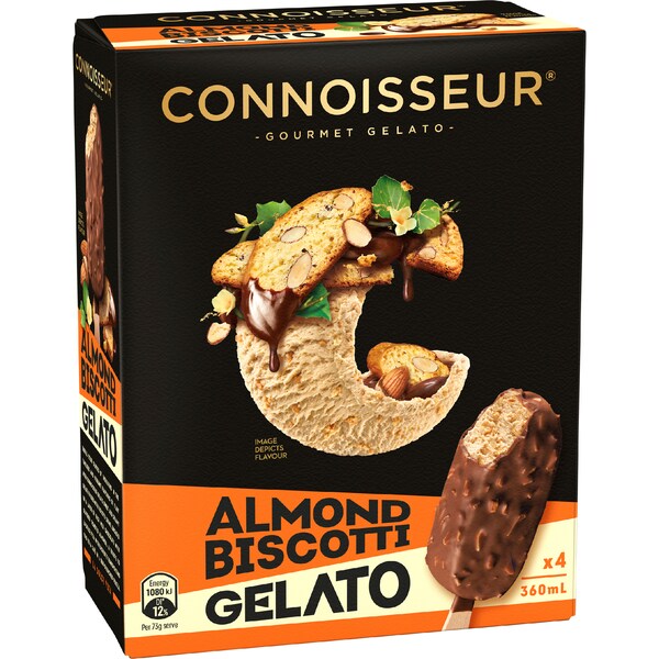 Connoisseur Almond Biscotti Gelato Sticks 4 pack