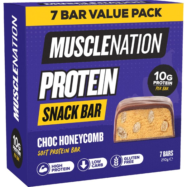 Muscle Nation Snack Bar Multipack Choc Honeycomb 30g x 7 pack