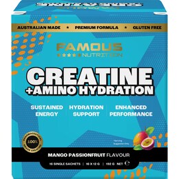 Famous Nutrition Creatine + Amino Hydrate Energy Mango Passion 192g – Woolworths