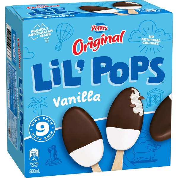 Peters Lil' Pops Frozen Dessert Vanilla 9 pack