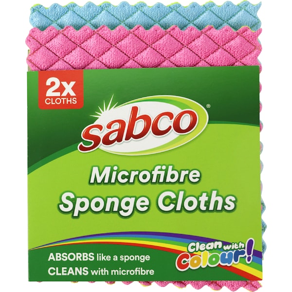 Sabco Microfibre Sponge Cloths Assorted 2 pack