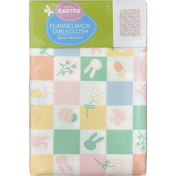 Easter Flannelback Table Cloth Pastel Squares each
