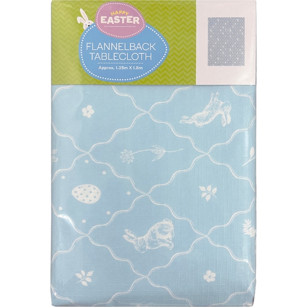 Easter Flannelback Table Cloth Blue Floral each
