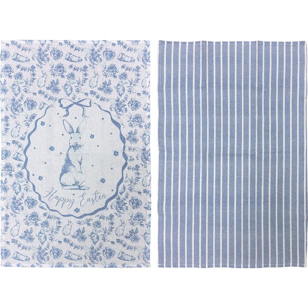 Easter Tea Towels Blue 2 pack
