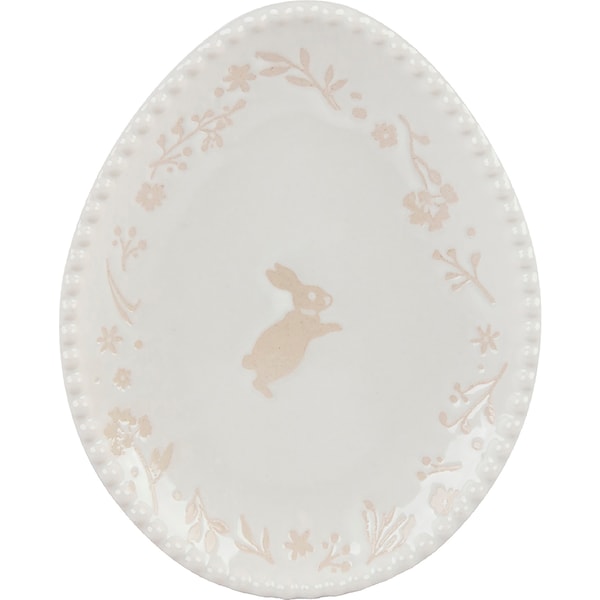 Easter Ceramic Egg Shaped Plate White each